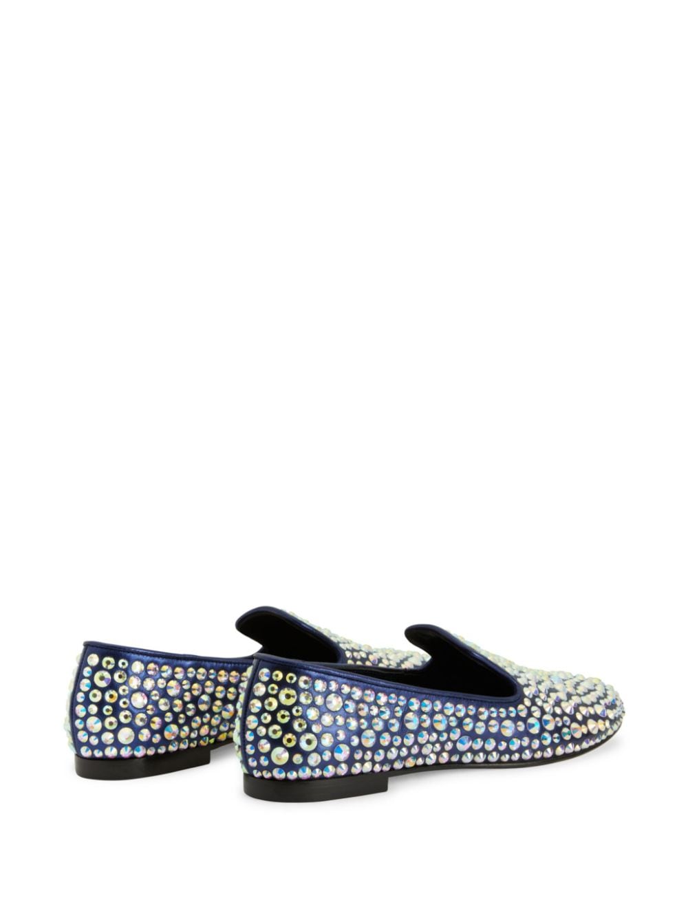 Shop Giuseppe Zanotti Evangeline Rhinestone-embellished Suede Loafers In Blau