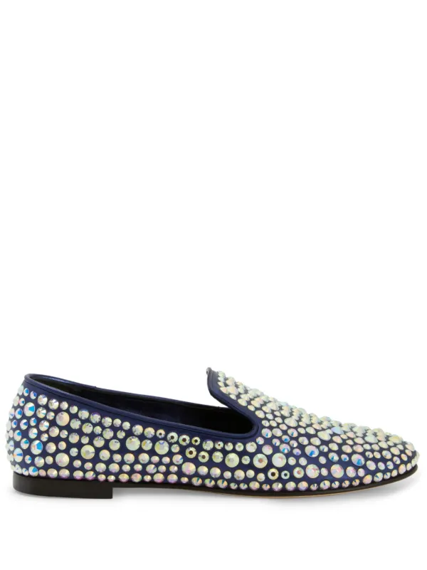 Giuseppe Zanotti ブルーローファー Giuseppe Zanotti Evangeline ラインストーントリム ローファー