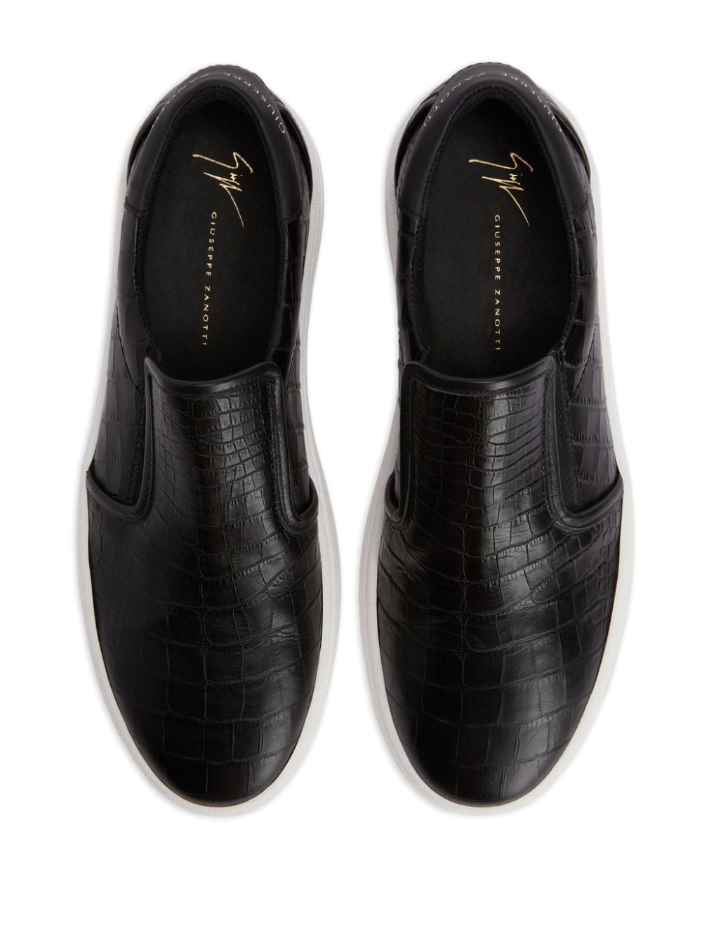 Shop Giuseppe Zanotti Gz94 Crocodile-embossed Leather Sneakers In Black