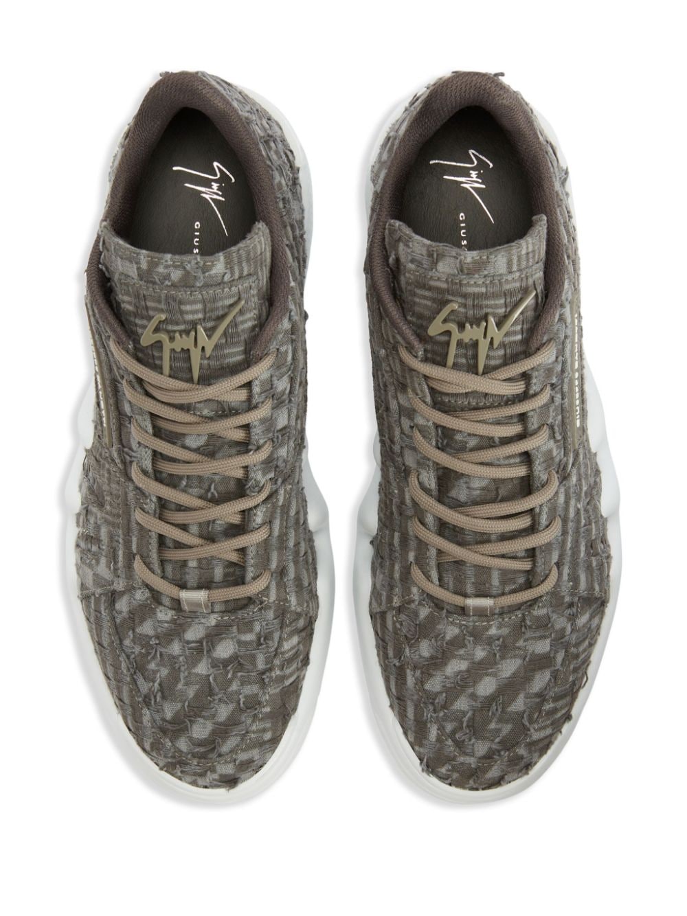 Shop Giuseppe Zanotti Talon Interwoven-design Sneakers In Grey