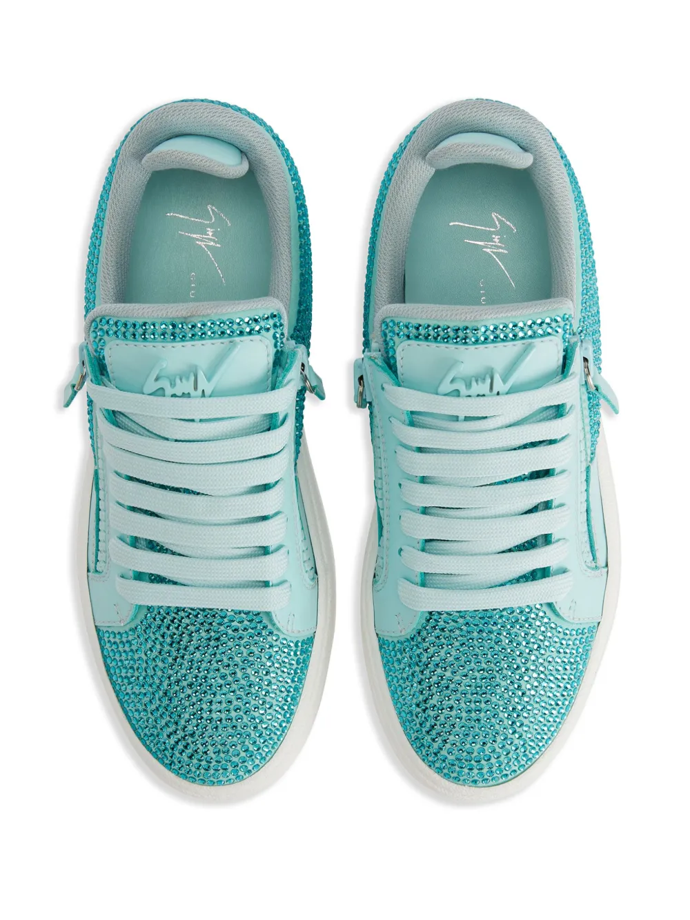 Giuseppe Zanotti GZ94 rhinestone-embellished leather sneakers Blue