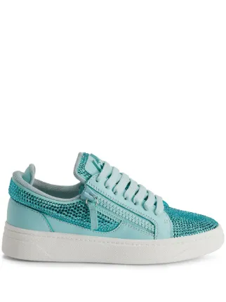 Giuseppe Zanotti GZ94 Rhinestone embellished Leather Sneakers Blue giuseppe-zanotti-gz94-rhinestone-embellished-leather-sneakers-blue