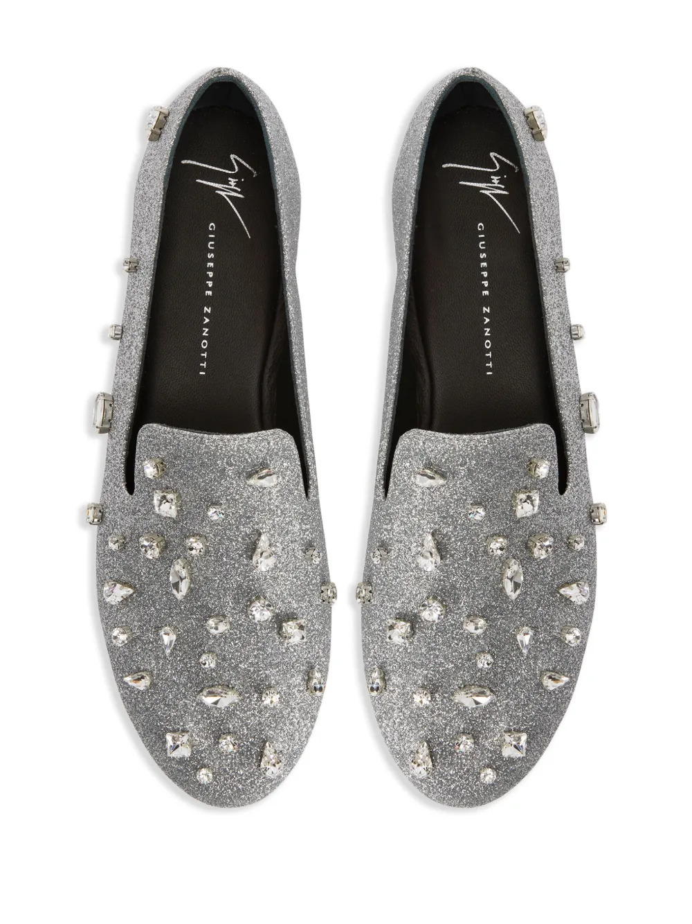 Giuseppe Zanotti Dalila Bijoux glitter loafers Silver