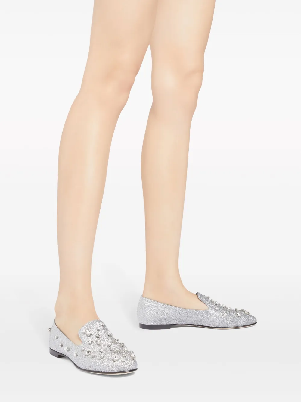 Giuseppe Zanotti Dalila Bijoux glitter loafers Silver