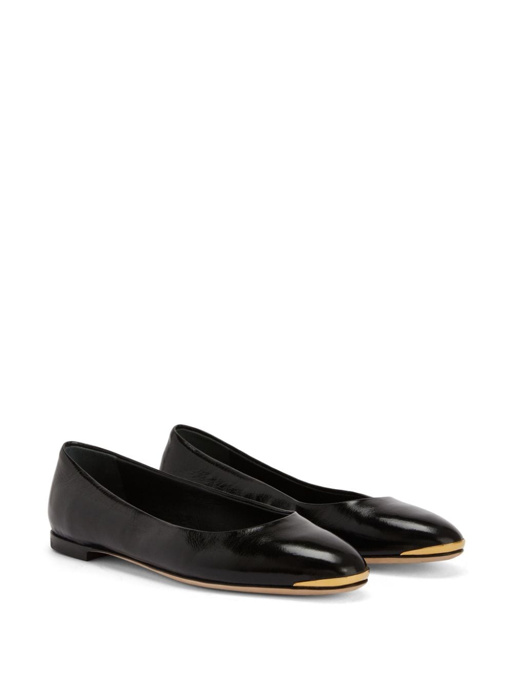 Shop Giuseppe Zanotti Amur 2.0 Leather Ballerina Shoes In Black