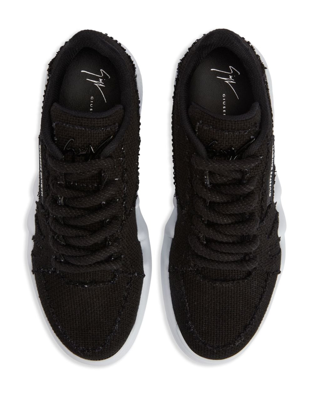 Shop Giuseppe Zanotti Talon Frayed-edge Sneakers In Black
