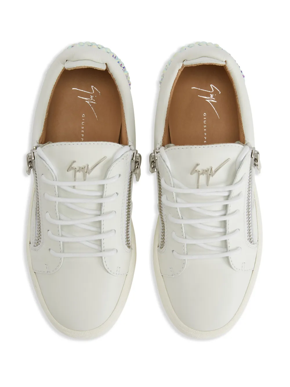 Giuseppe Zanotti Gail rhinestone-embellished leather sneakers White