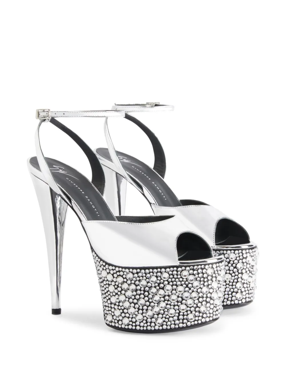 Giuseppe Zanotti Gz Aida 150mm leren sandalen - Zilver