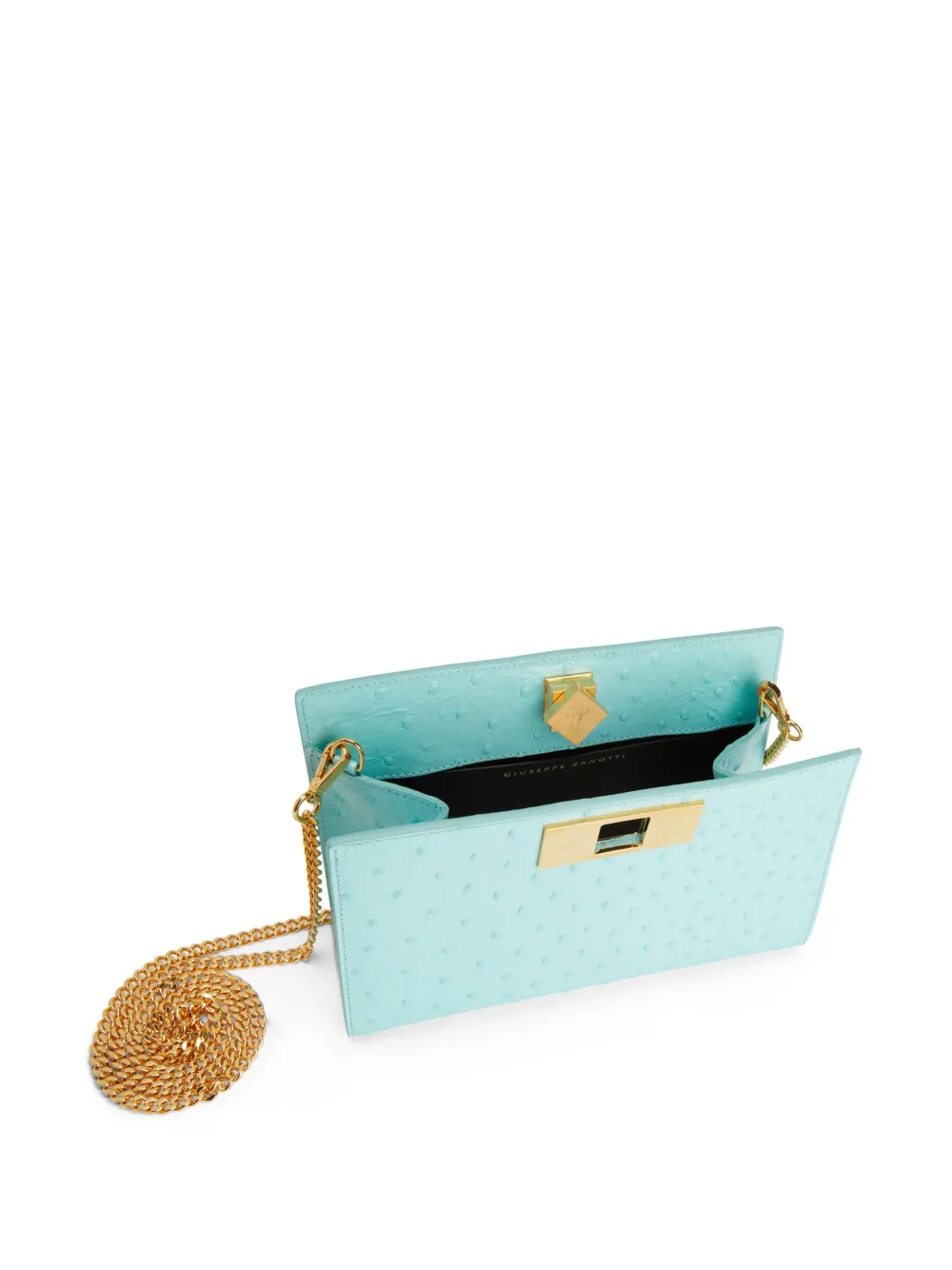 Shop Giuseppe Zanotti Annhita Ostrich-print Leather Clutch Bag In 蓝色