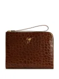 Giuseppe Zanotti Fabian crocodile-embossed leather pouch - Brown