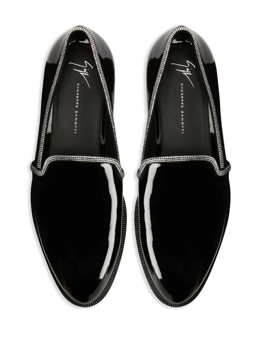 Giuseppe Zanotti Ariees Crystal-embellished Leather Loafers In Black