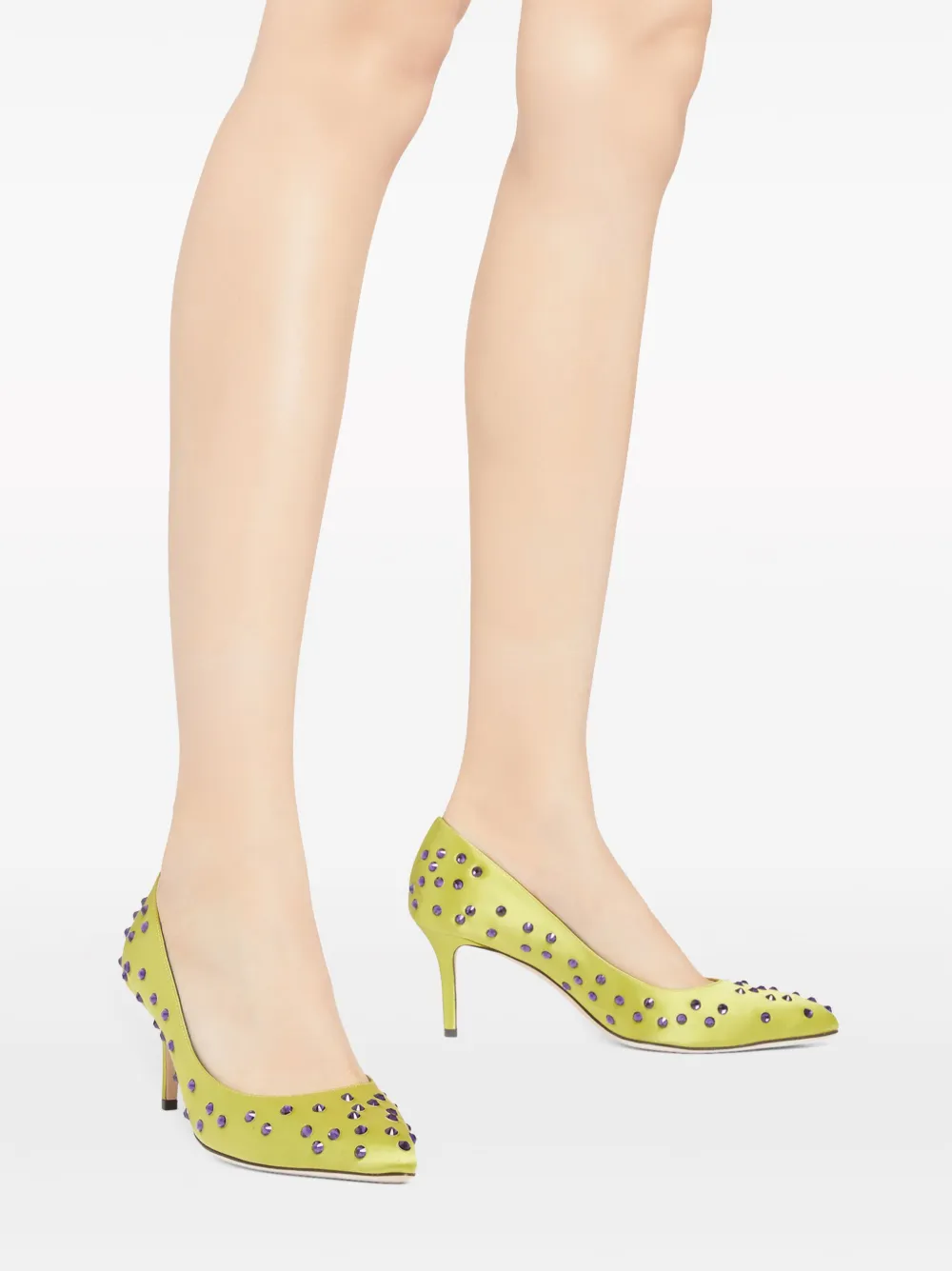 Giuseppe Zanotti Jakye Precious satijnen pumps Groen