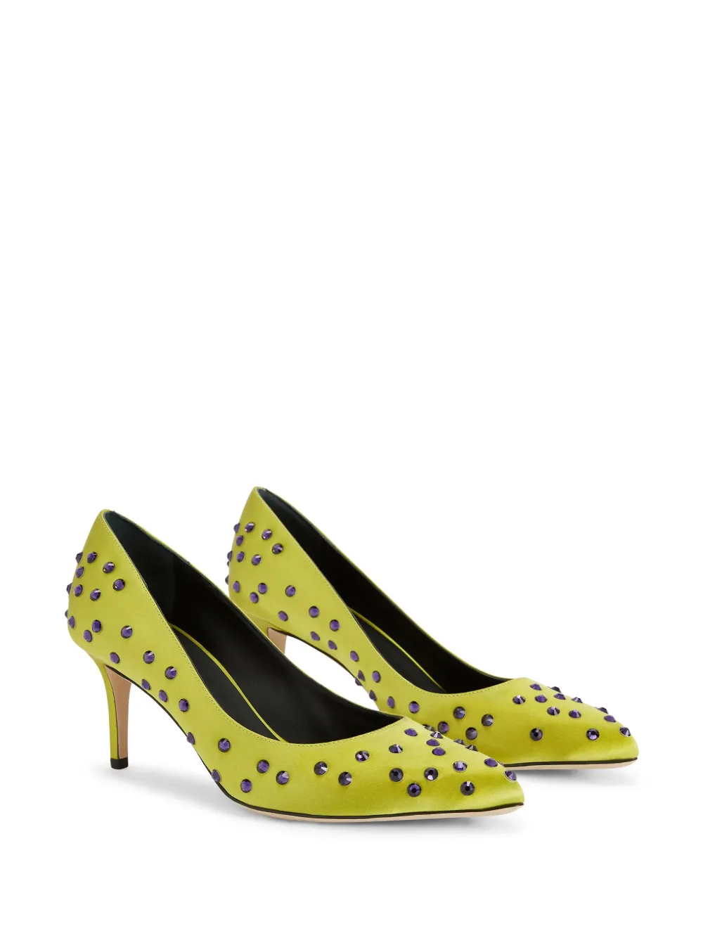 Giuseppe Zanotti Jakye Precious satijnen pumps Groen