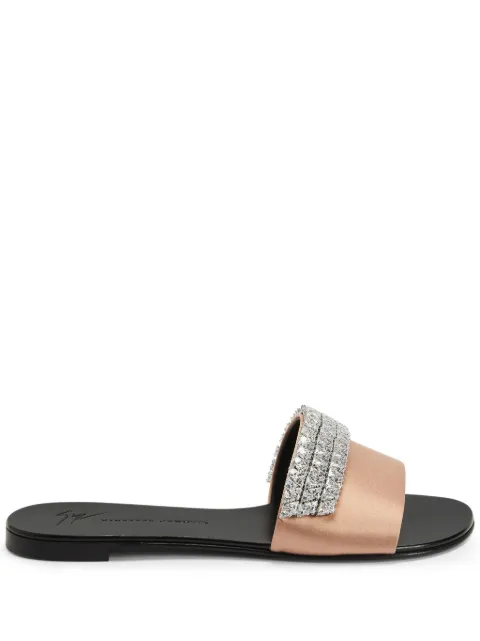 Giuseppe Zanotti Tesy 水钻缀饰缎面拖鞋