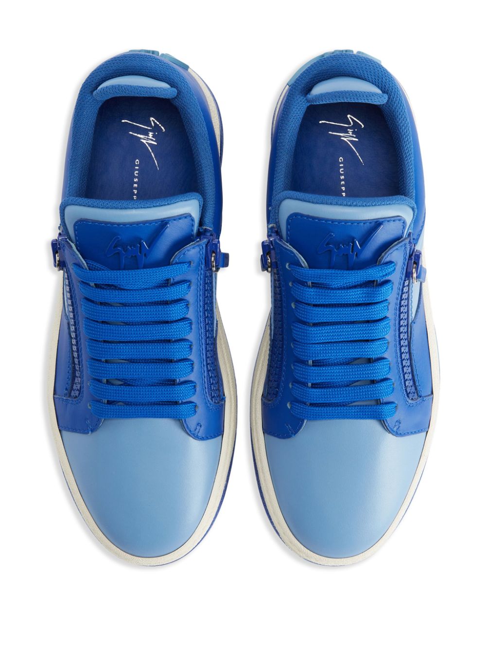 Shop Giuseppe Zanotti Gz94 Colour-block Leather Sneakers In Blue