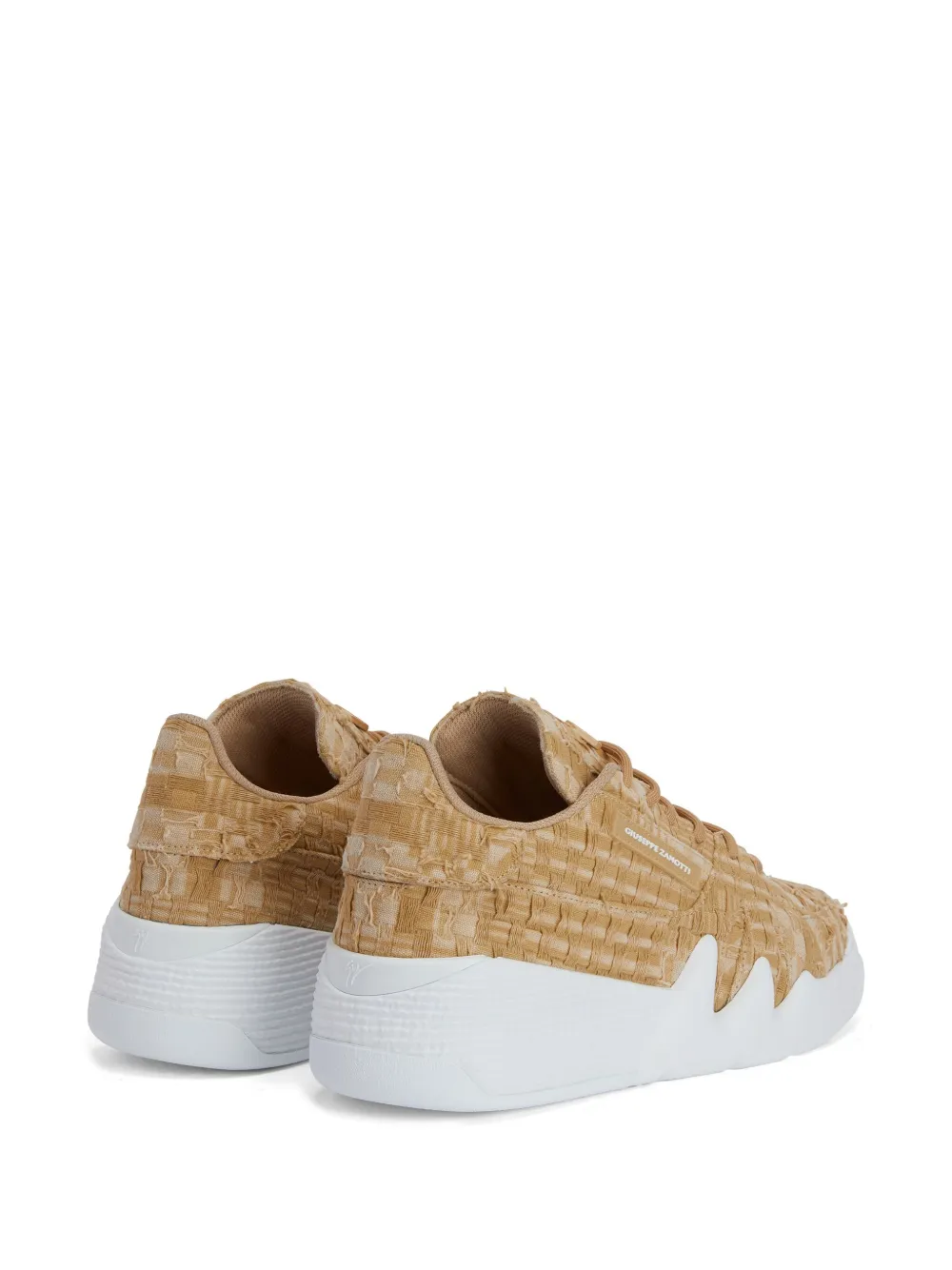 Shop Giuseppe Zanotti Talon Distressed-jacquard Sneakers In Neutrals