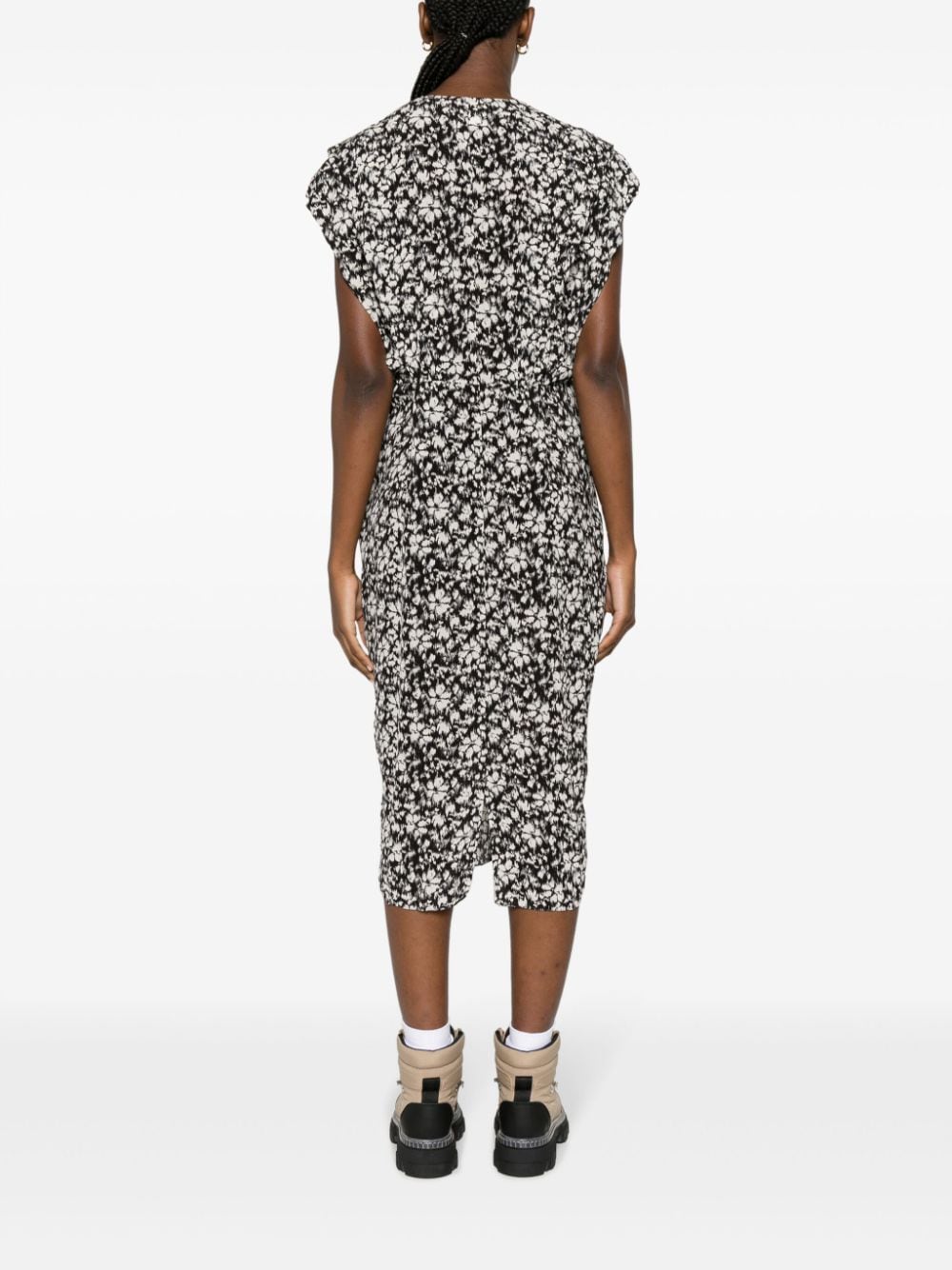 Shop Marant Etoile Epolia Floral-print Midi Dress In Black