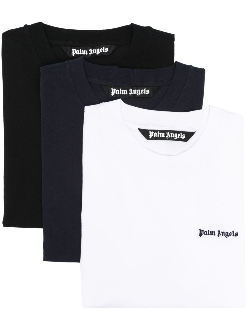 Shop Palm Angels Logo-embroidered Cotton T-shirts (pack Of Three) In Blue