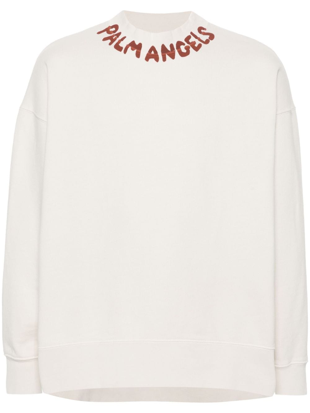 Shop Palm Angels Logo-print Cotton Sweatshirt In Neutrals