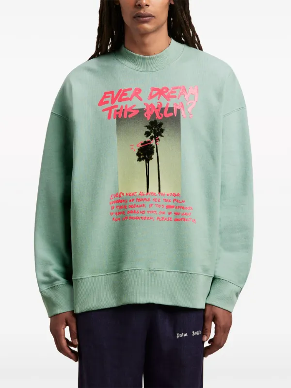 Palm Angels Palm Dream Cotton Sweatshirt | Green | FARFETCH