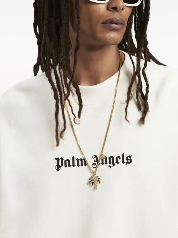 【Palm Angels】ロゴ スウェットシャツ ホワイト Palm Angels】ロゴスウェットシャツ