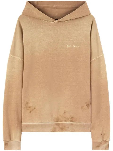 Palm Angels logo-embroidered linen-blend hoodie