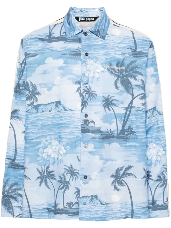 palm angels dress shirt Palm Angels Curved Logo Short-Sleeve Shirt Off White