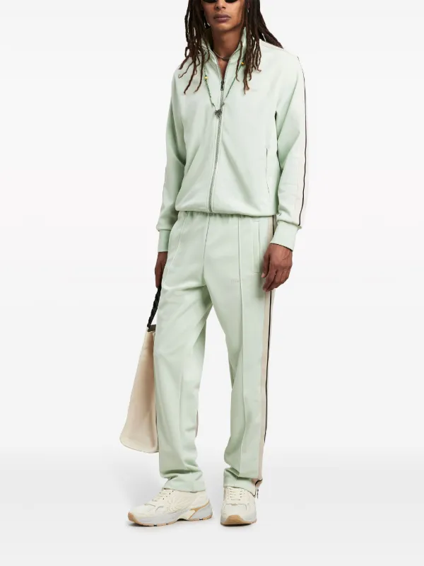 Palm Angels logo-embroidered zip-up Sweatshirt | Green | FARFETCH