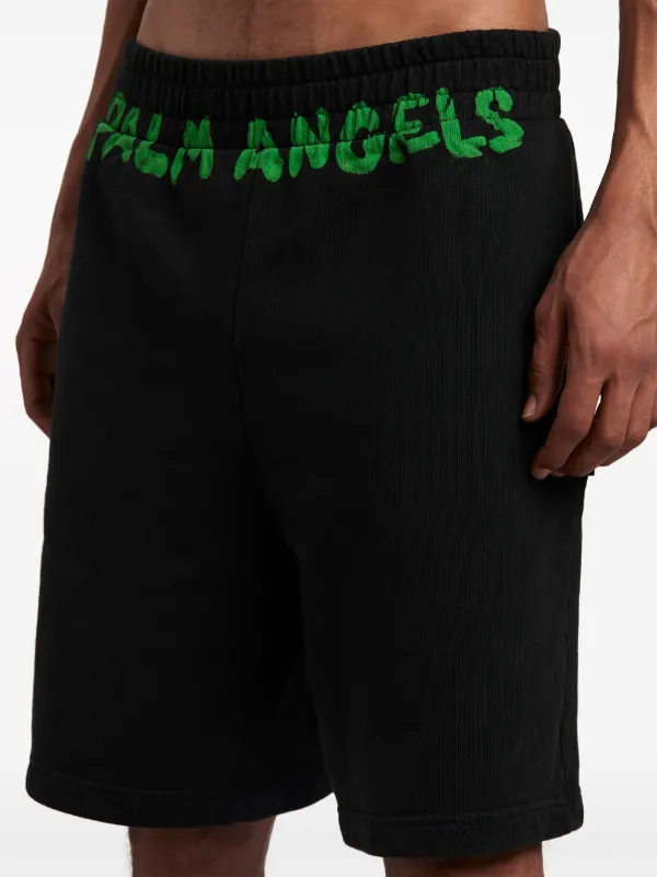 Palm Angels logo-print Cotton Track Shorts | Black | FARFETCH