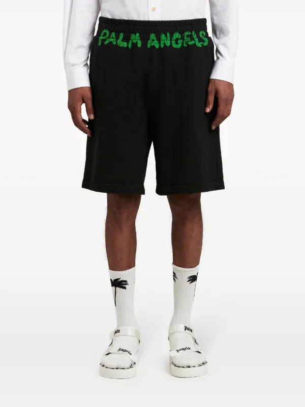 Palm Angels logo-print Cotton Track Shorts | Black | FARFETCH