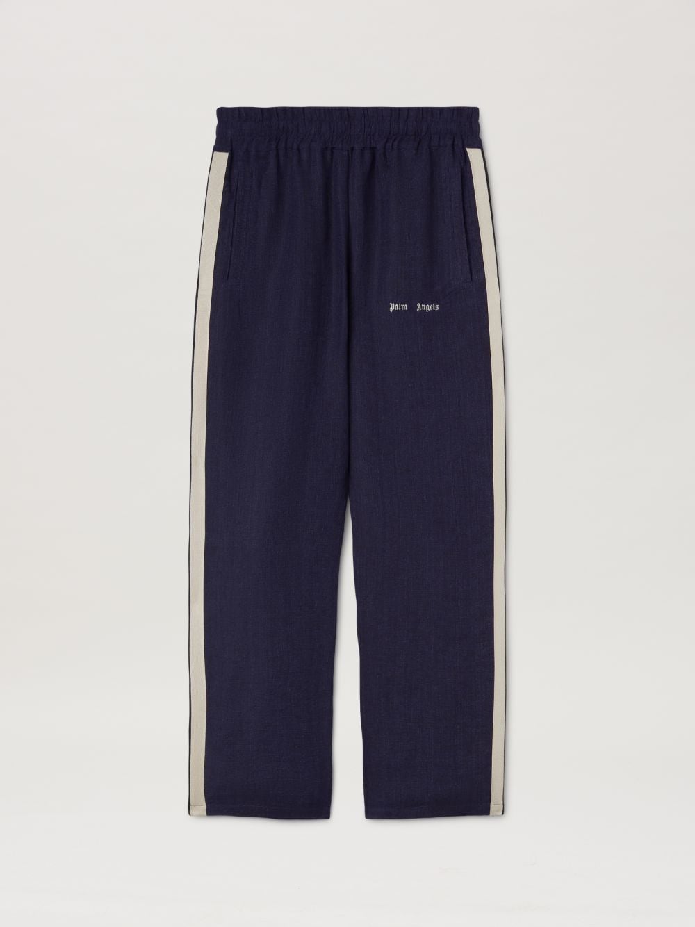 Palm Angels Logo Linen Track Pant In Blue