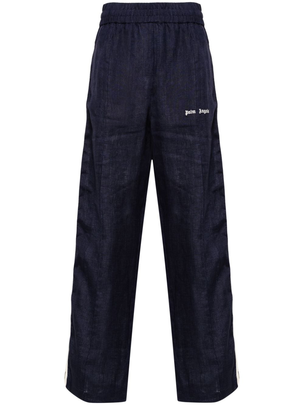 Palm Angels Mid-waist Loose-fit Track Patns In Blue