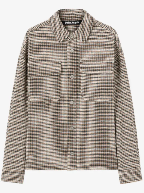 Palm Angels logo-print checked overshirt