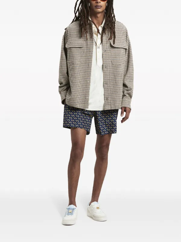 Palm Angels logo-print Checked Overshirt | Neutrals | FARFETCH
