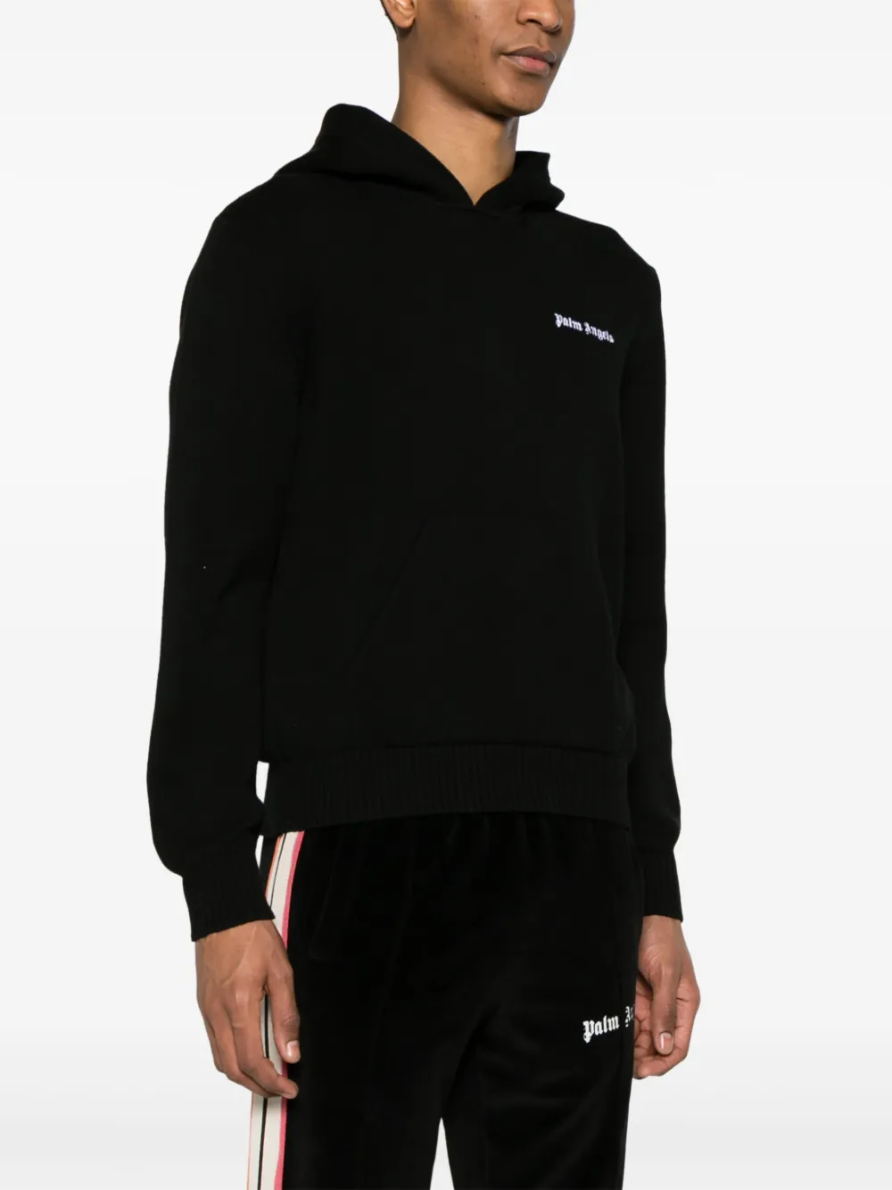 Palm Angels Hoodie met geborduurd logo Zwart