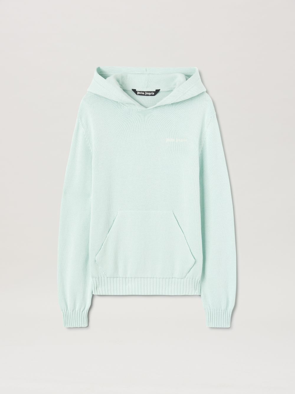 Palm Angels Logo Knit Hoodie In Green