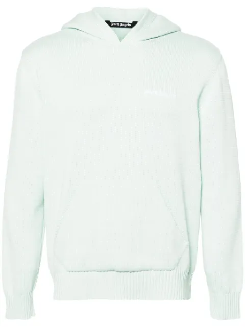 Palm Angels logo-embroidered knitted hoodie