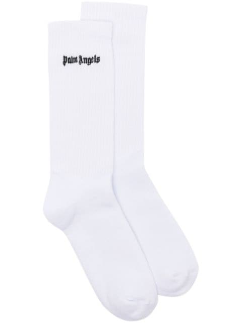Palm Angels logo-embroidered ribbed socks