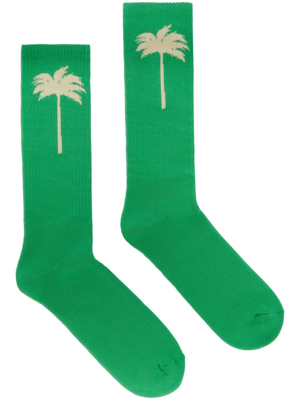 Palm Angels The Palm Ribbed Socks In Green