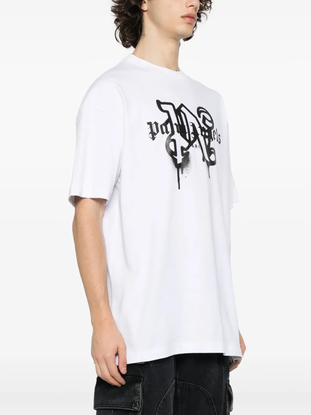 Shop Palm Angels Paris Monogram-print T-shirt In White