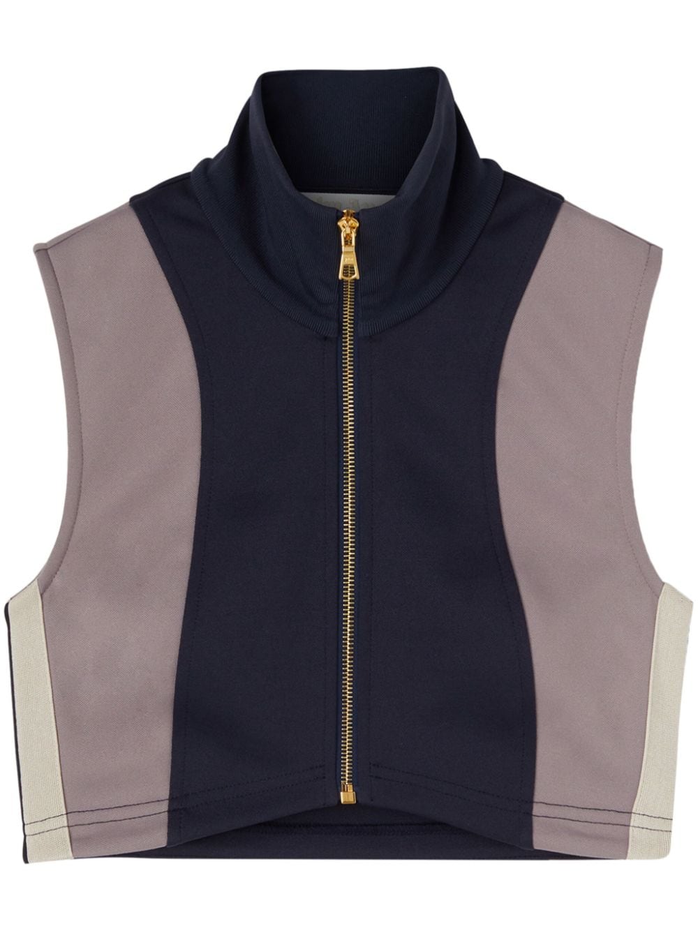 Palm Angels Pa Monogram Cropped Track Waistcoat Top In Blue