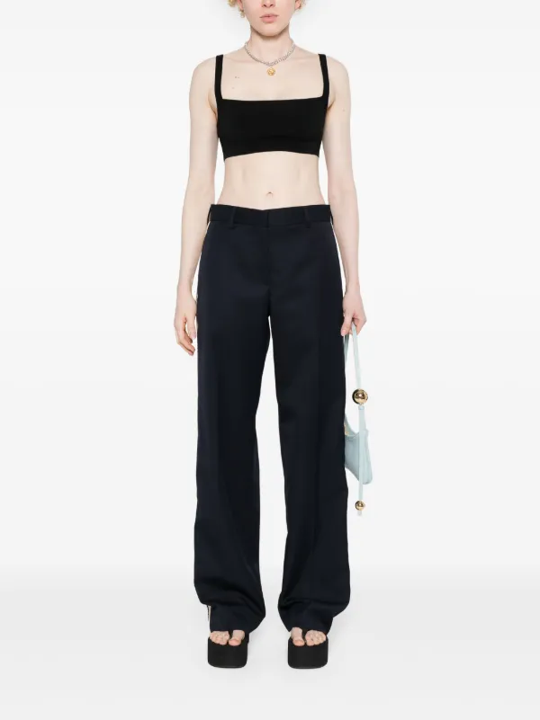 パンツ PALM ANGELS Women Straight Pants PWYB027F24DEN002 Blue Palm Angels high-waist straight-leg Trousers | Blue | FARFETCH