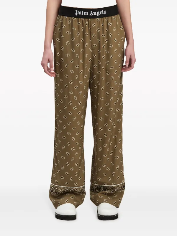 パンツ Palm Angels Straight paisley print pants Palm Angels paisley-print straight-leg Trousers | Green