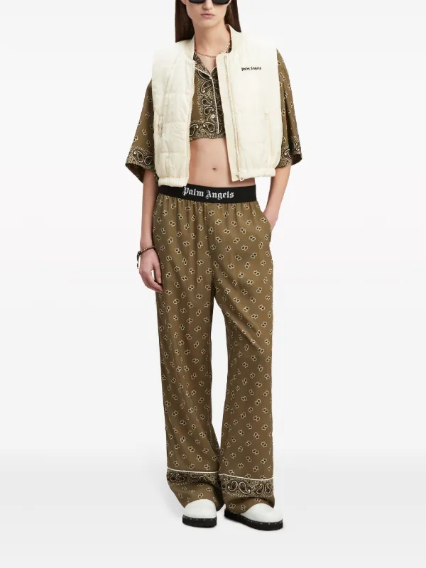 パンツ Palm Angels Straight paisley print pants Palm Angels paisley-print straight-leg Trousers | Green