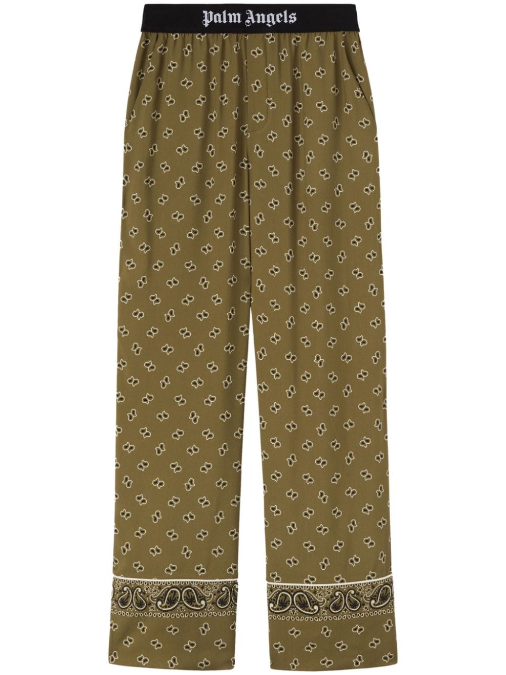 Palm Angels Paisley-print Straight-leg Trousers In Green