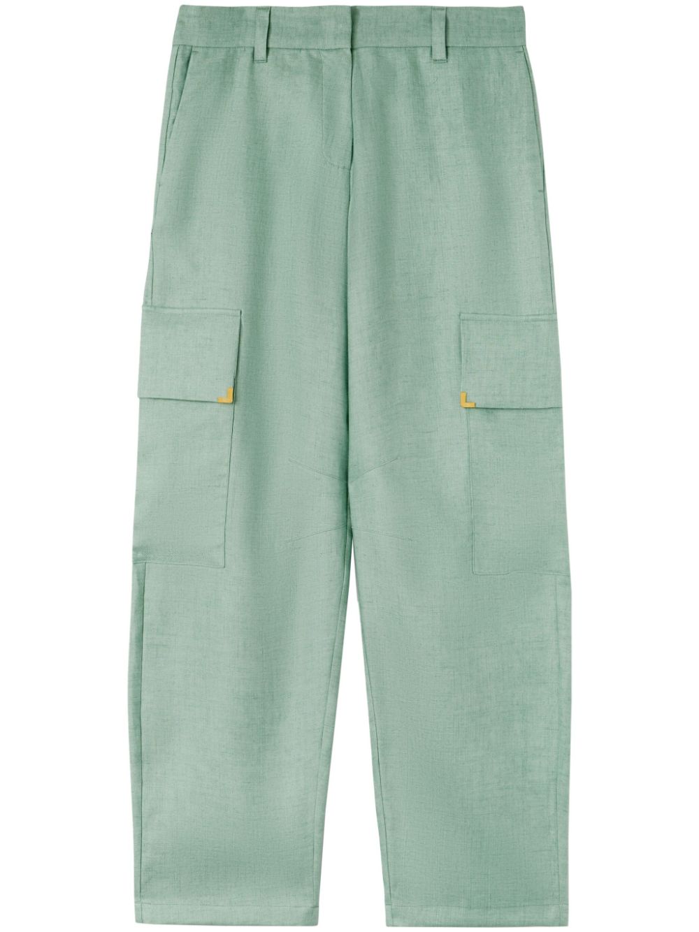 Palm Angels Carrot-cut Linen Trousers In Green