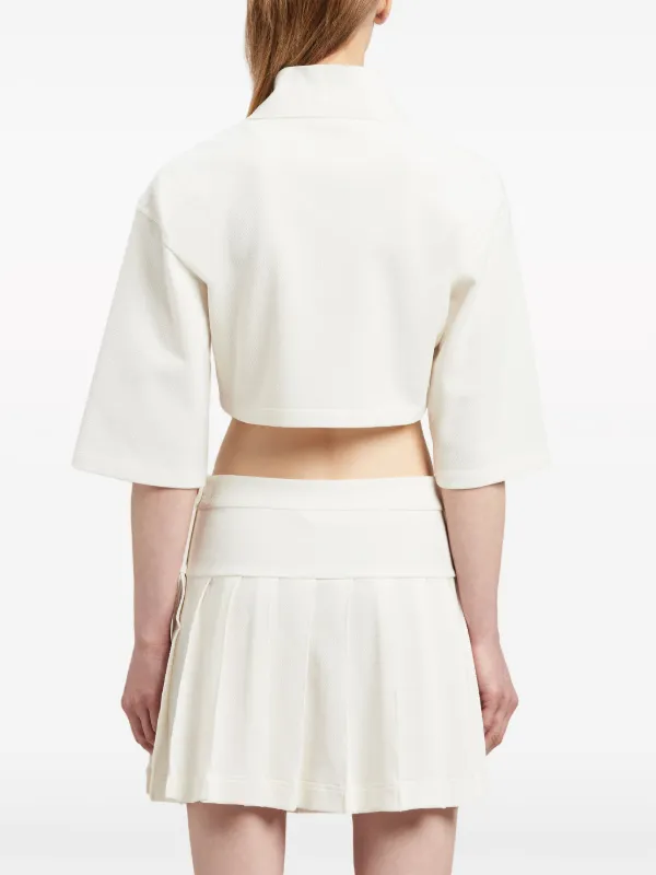 Palm Angels PA Monogram Cropped Polo Top | White | FARFETCH