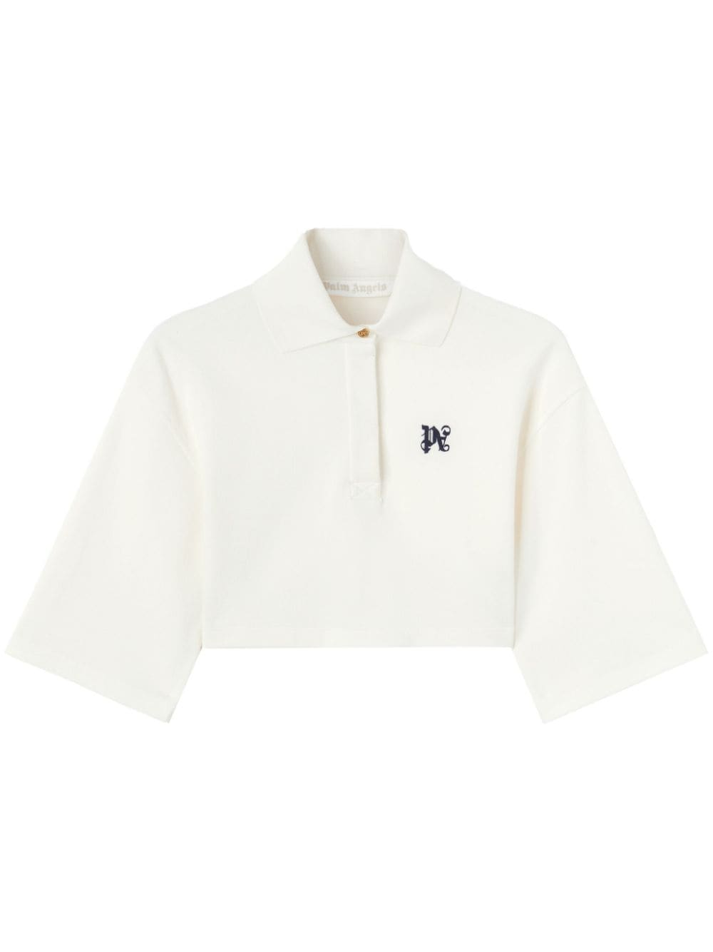 Shop Palm Angels Pa Monogram Cropped Polo Top In White