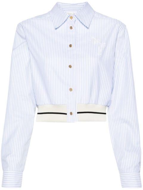 Palm Angels logo-embroidered striped cotton shirt