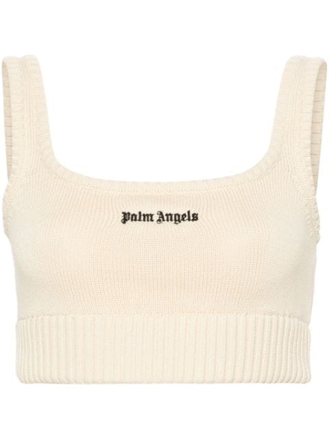 Palm Angels camiseta tejida con logo bordado